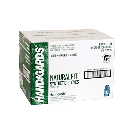 Handgards Disposable Gloves, Synthetic, Powder-Free, L, 1000 PK, White 304362133